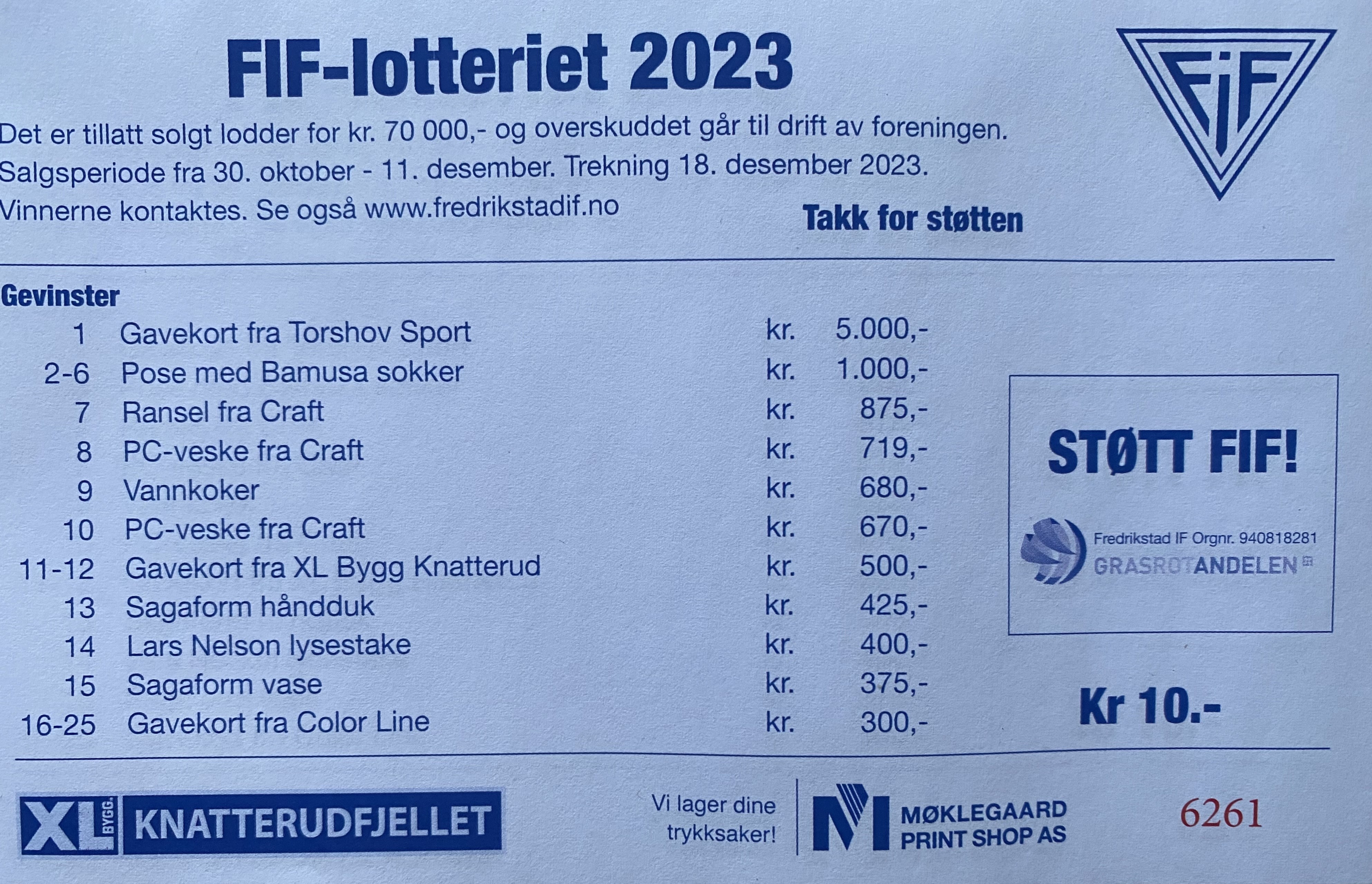 Har du vunnet i årets FIF-lotteri - Sjekk trekningslisten